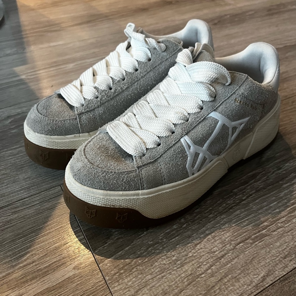Naked Wolfe Gray and White Sneakers
